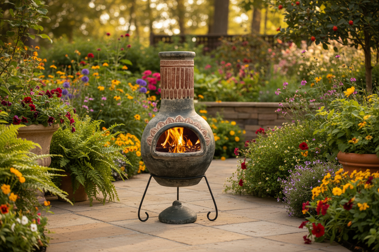 Plumas Large Mexican Chimenea in Green