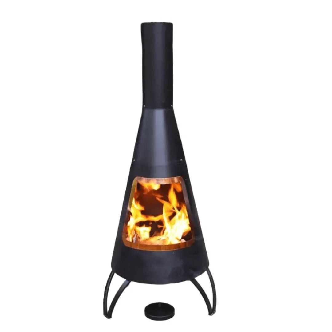Cono Large Conical Shaped Steel Chimenea With Copper Coloured Mouth Rim