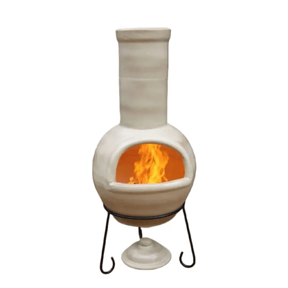 Sempra Large Chimalin AFC Chimenea in Glazed Cappucino inc Stand & Lid