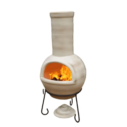 Sempra Large Chimalin AFC Chimenea in Glazed Cappucino inc Stand & Lid