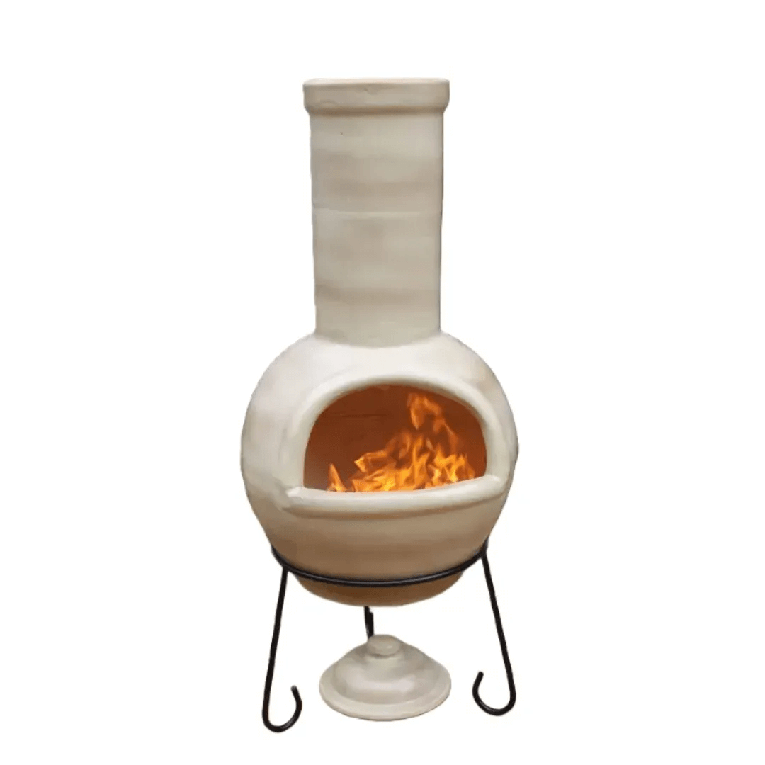 Sempra Large Chimalin AFC Chimenea in Glazed Cappucino inc Stand & Lid