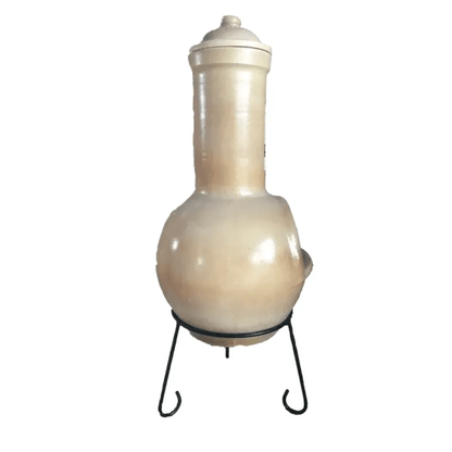 Sempra Large Chimalin AFC Chimenea in Glazed Cappucino inc Stand & Lid