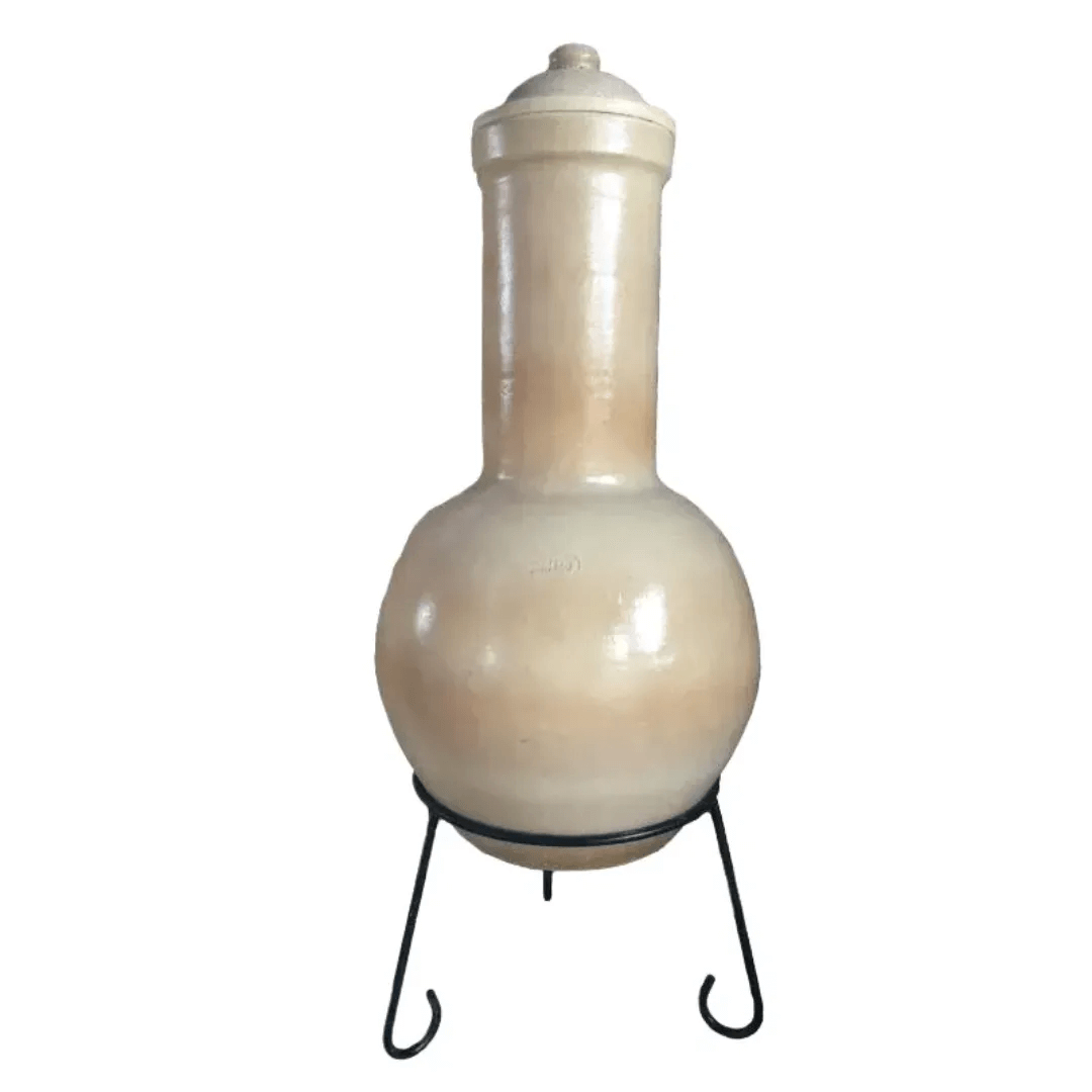 Sempra Large Chimalin AFC Chimenea in Glazed Cappucino inc Stand & Lid