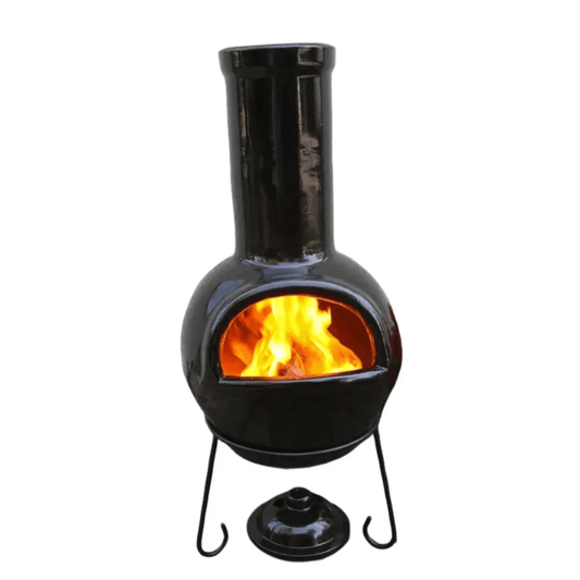 Sempra Large Chimalin AFC Chimenea in Glazed Black inc Stand & Lid