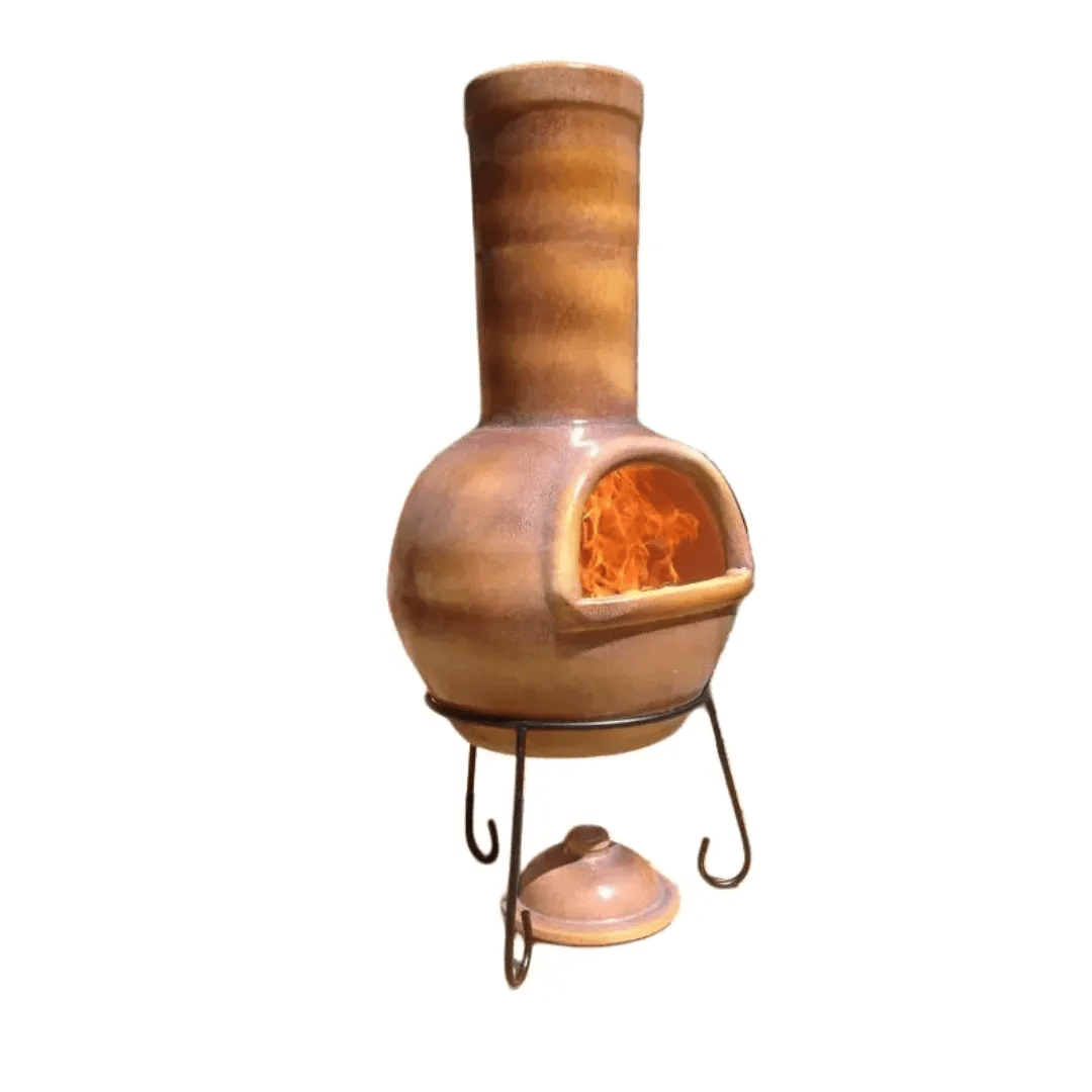 Sempra Large Chimalin AFC Chimenea in Glazed Caramel inc Stand & Lid