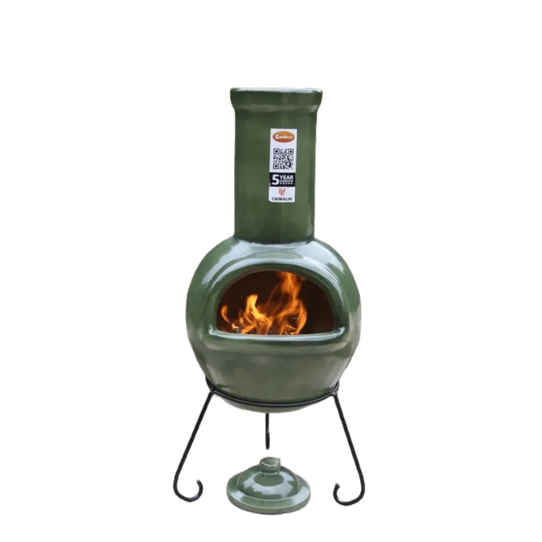 Sempra Large Chimalin AFC Chimenea in Glazed Green inc Stand & Lid