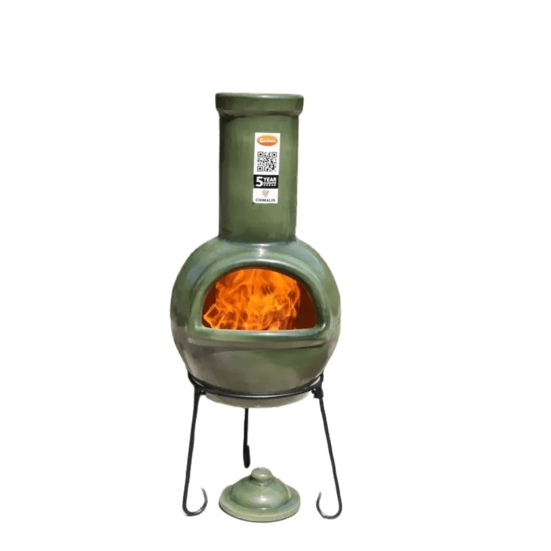 Sempra Large Chimalin AFC Chimenea in Glazed Green inc Stand & Lid