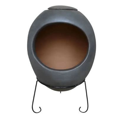 Ellipse XL Mexican Chimenea with Glazed Effect in Charcoal Grey