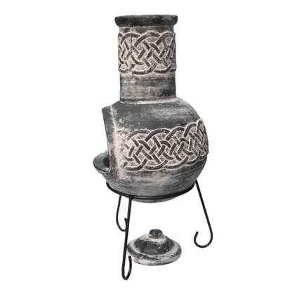 Edyth Medium Mexican Chimenea Celtic Theme inc Stand & Lid