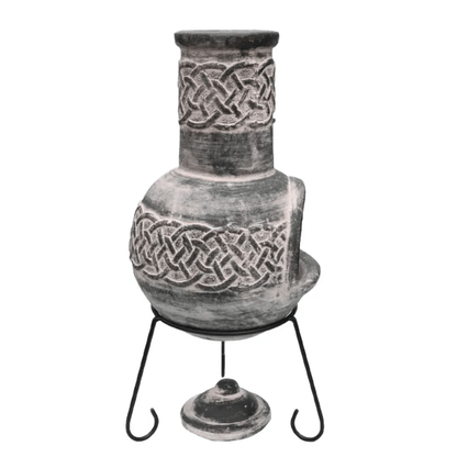 Edyth Medium Mexican Chimenea Celtic Theme inc Stand & Lid