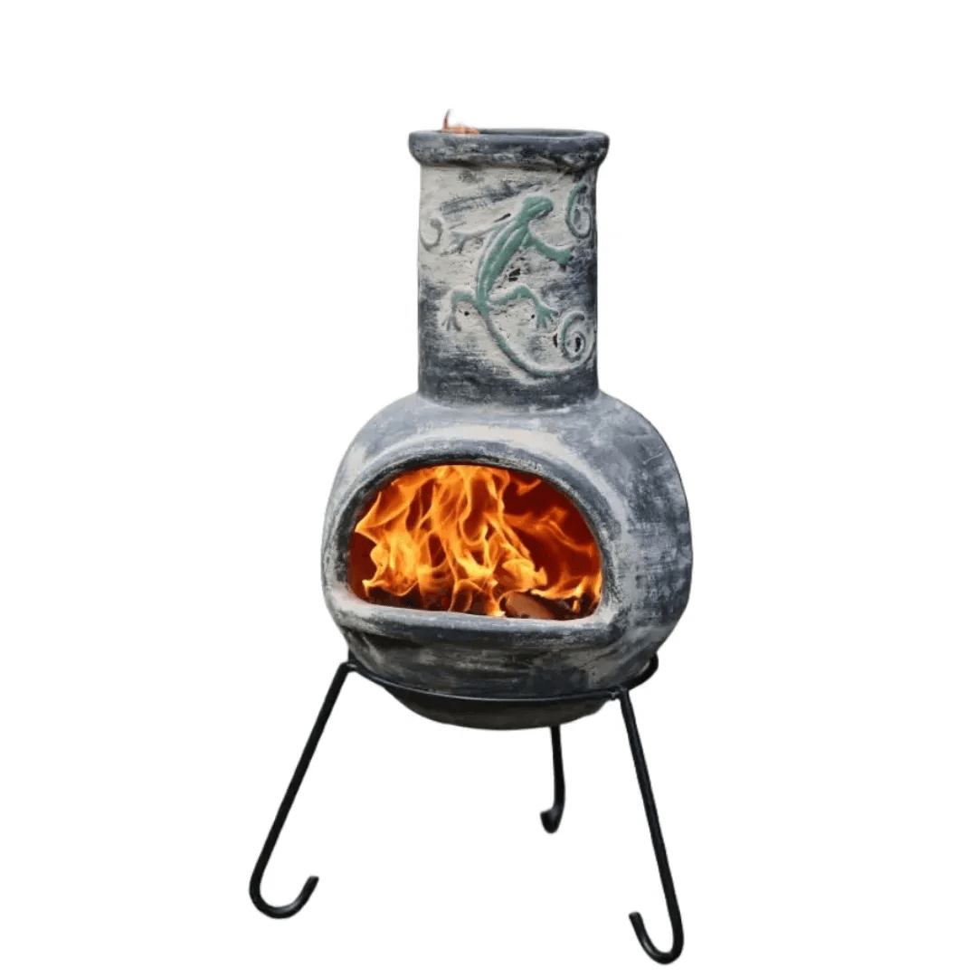 Iguana Medium Mexican Chimenea in Grey