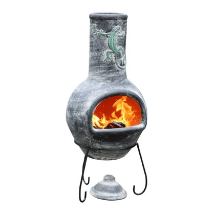 Iguana Large Mexican Chimenea in Grey