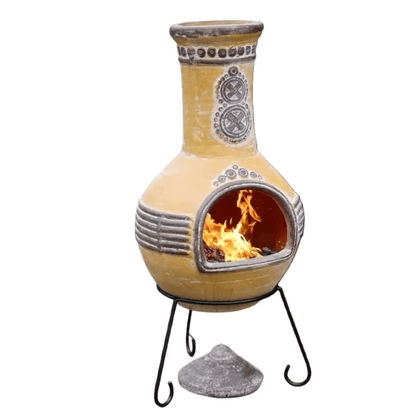 Extra-Large Azteca Mexican Chimenea in Yellow