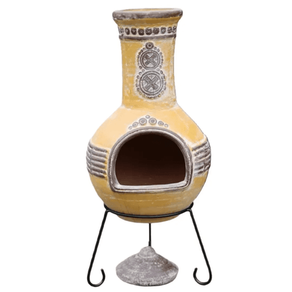 Extra-Large Azteca Mexican Chimenea in Yellow