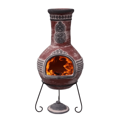 Azteca X-Large Mexican Chimenea in Red and Grey