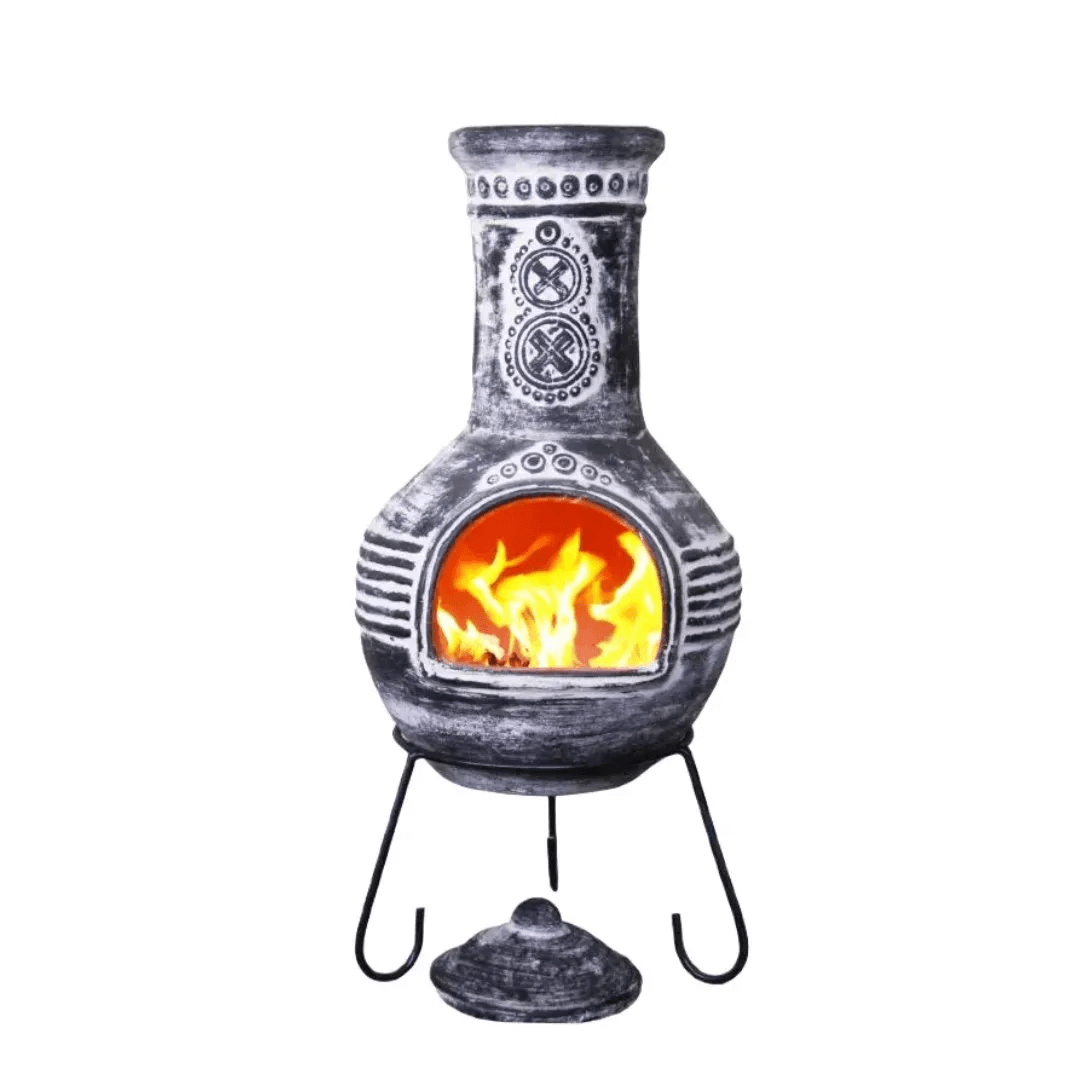 Azteca X-Large Mexican Chimenea in Charcoal Grey