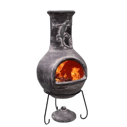 Extra-Large Iguana Mexican Chimenea in Grey