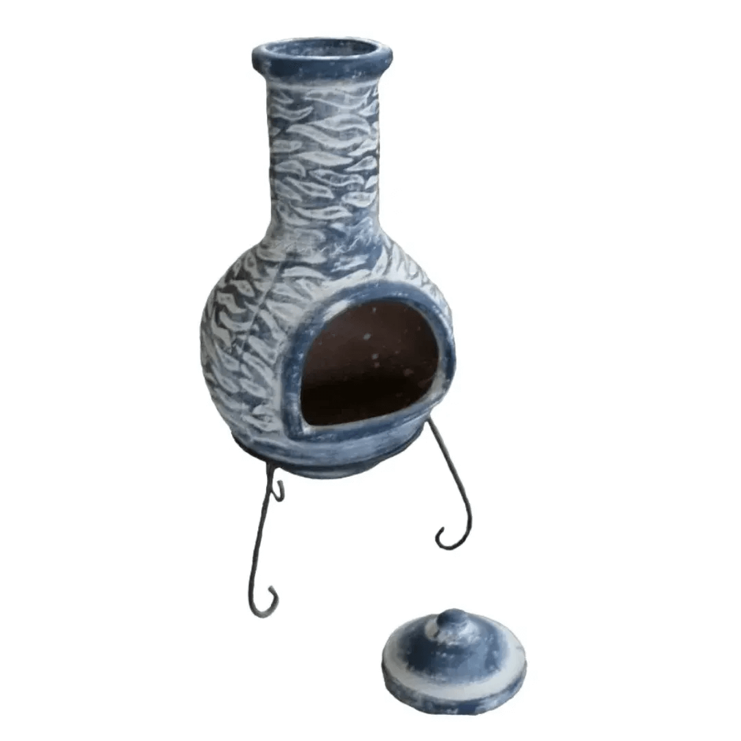 Olas XL Mexican Chimenea in Bluey Grey