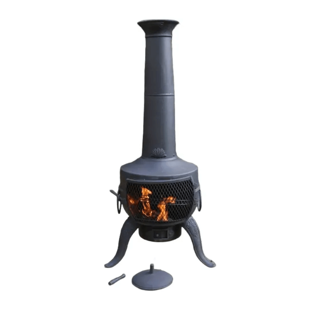 Large Tia Chimenea in Black, inc BBQ Grill