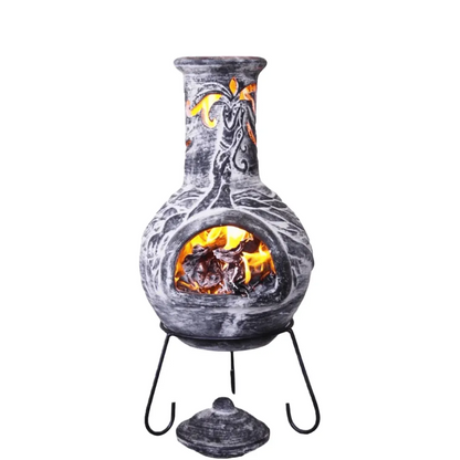 Wyre EL Dragon Chimenea with Cut-Outs Charcoal Colour inc Stand & Lid