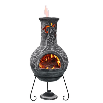 Wyre EL Dragon Chimenea with Cut-Outs Charcoal Colour inc Stand & Lid